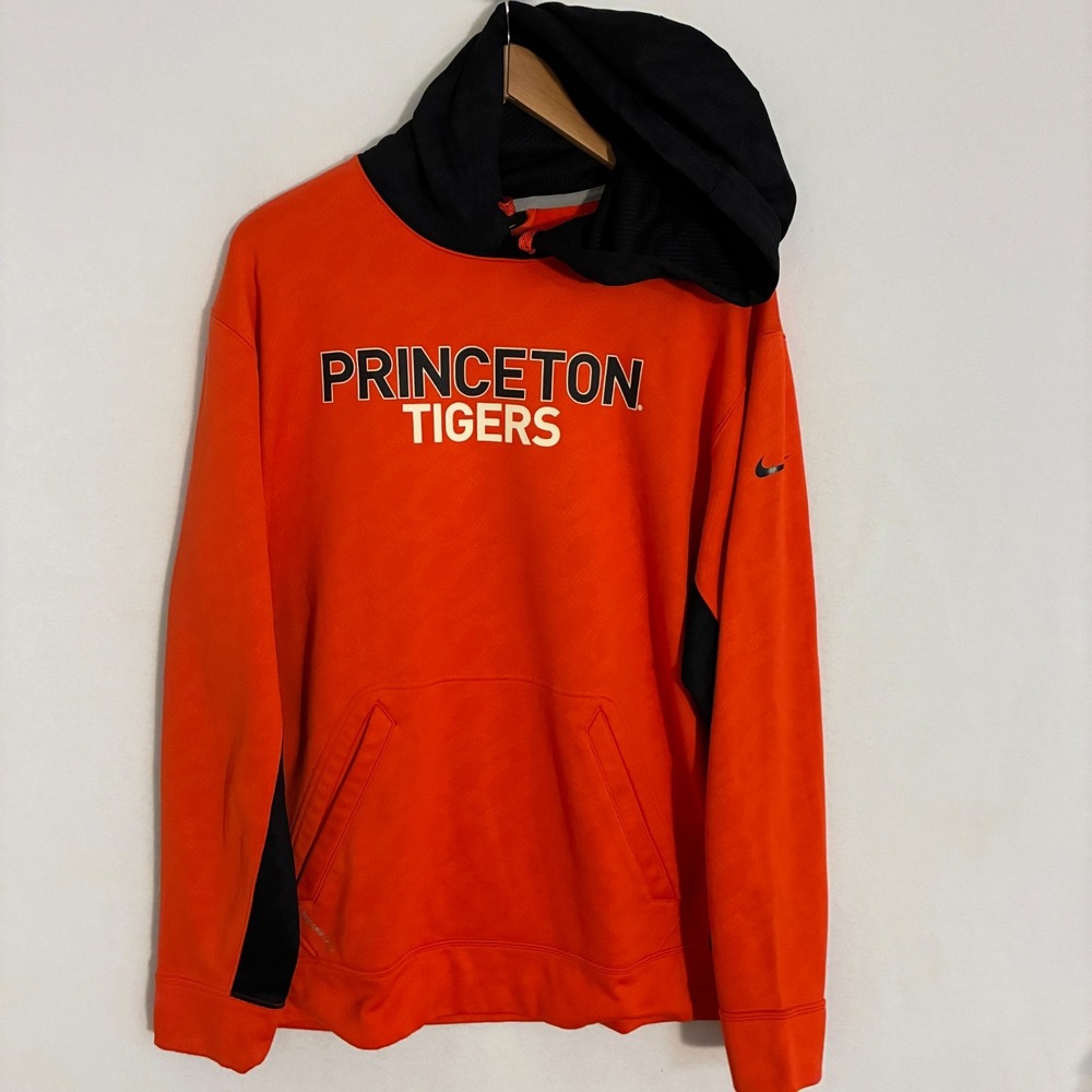 Princeton Tigers Nike Hoodie Mens XL Orange Swoosh Logo Pullover Sweater Ivy